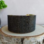 Bracelet manchette noir strassé1