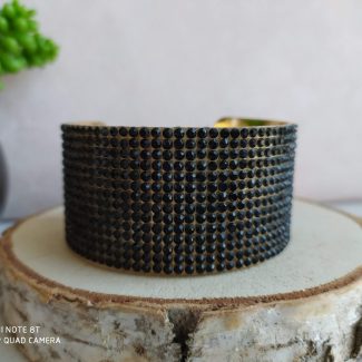 Bracelet manchette noir strassé1