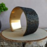Bracelet manchette noir strassé1