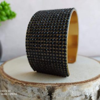 Bracelet manchette noir strassé1