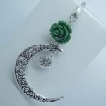 Marque page lune avec rose et fleur de lotus