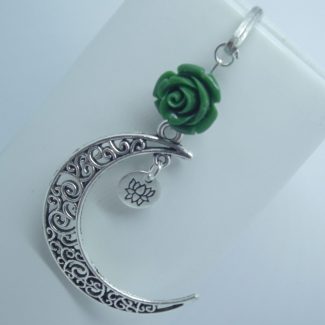 Marque page lune avec rose et fleur de lotus