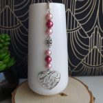 Marque page perles roses et breloque coeur 2
