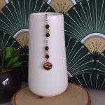 Marque page savane avec perles oranges et noires