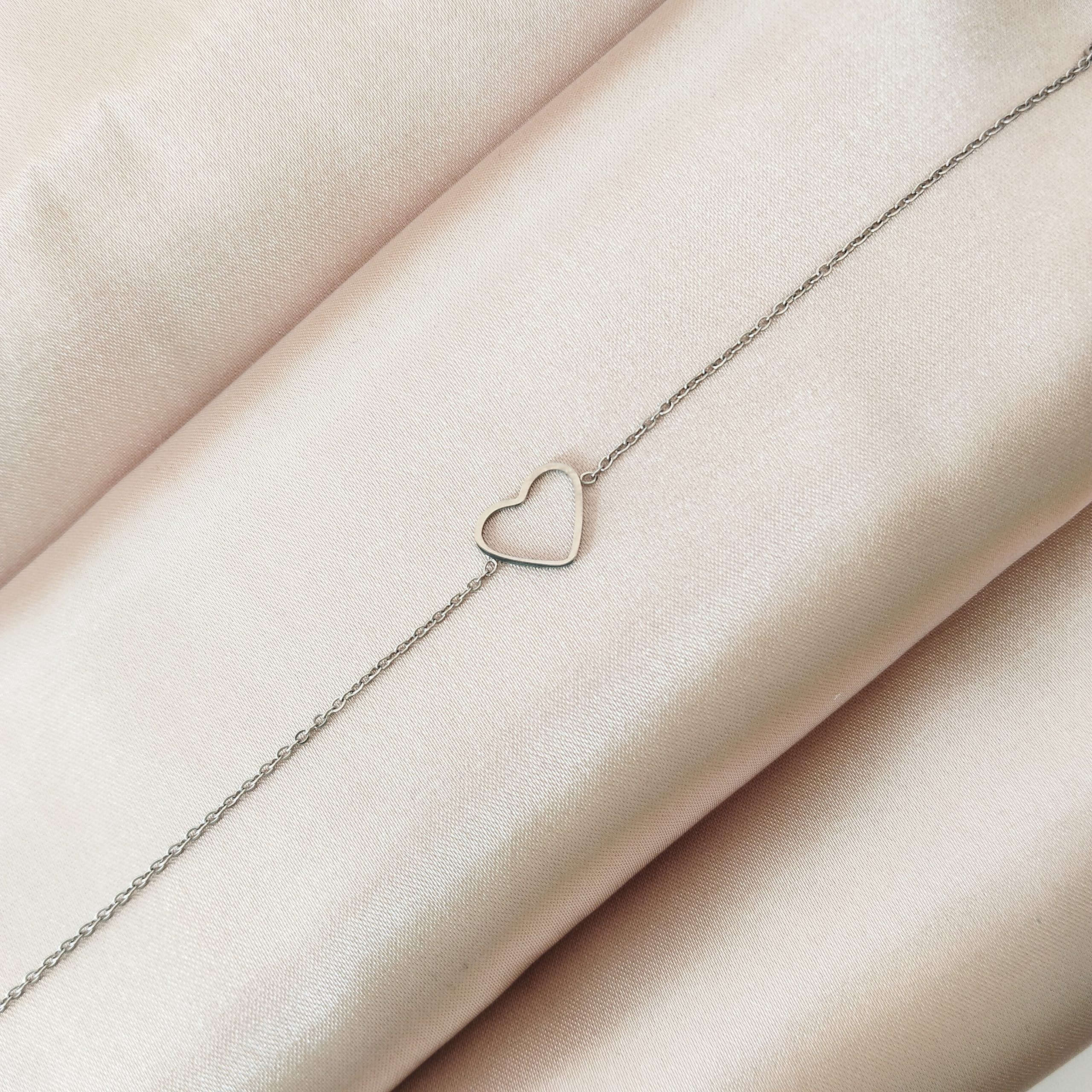 bracelet en acier inoxydable coeur argenté