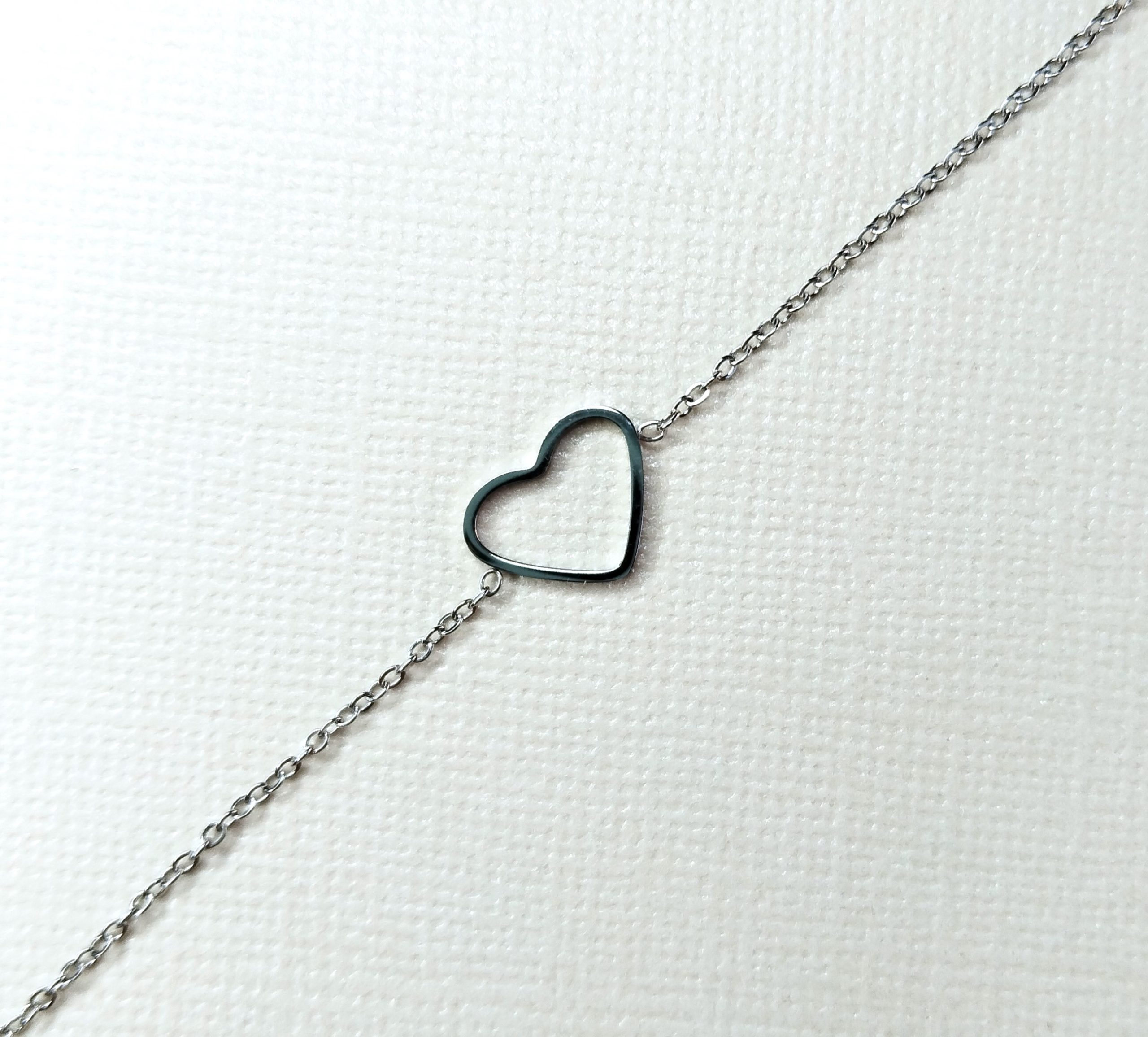 bracelet en acier inoxydable coeur argenté