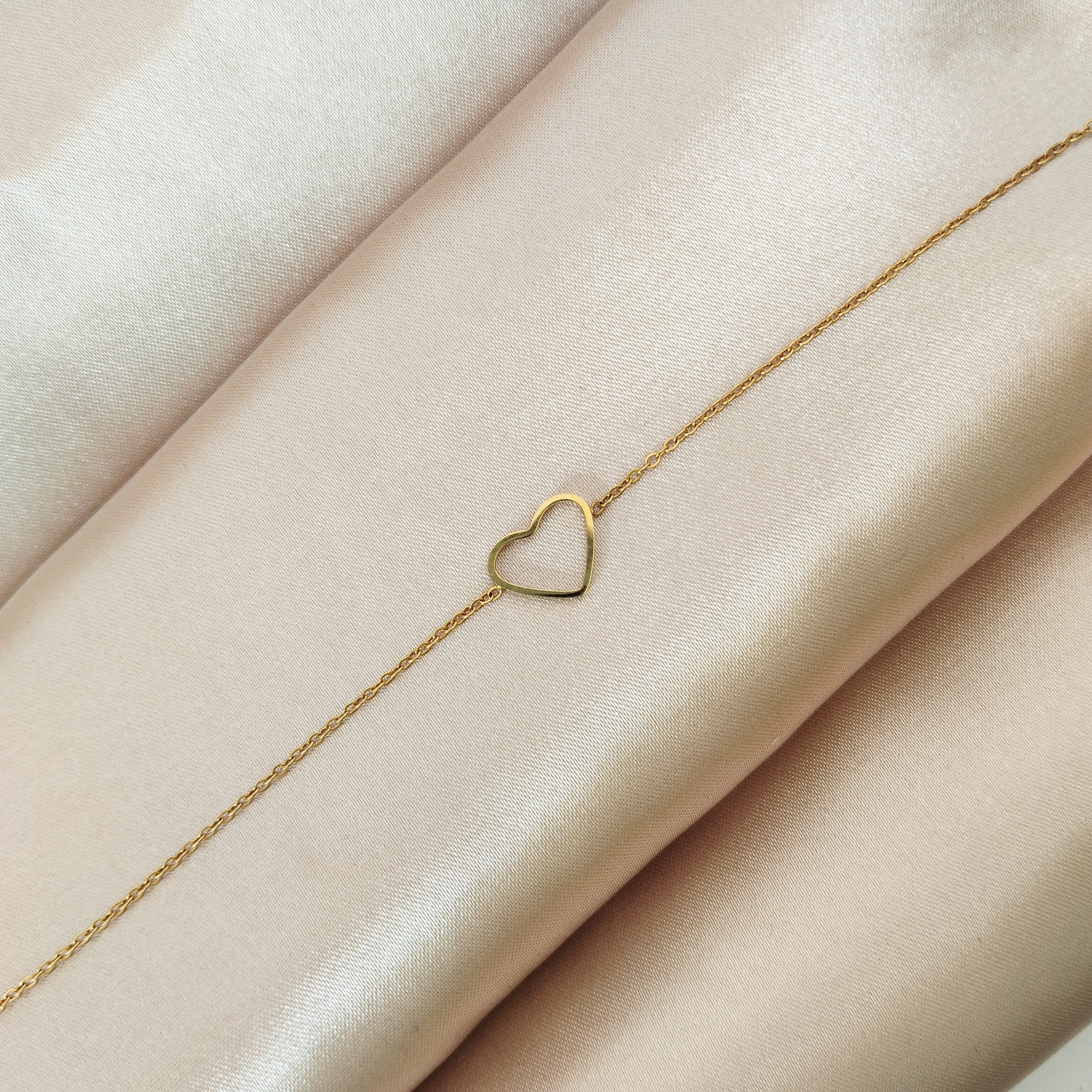 bracelet en acier inoxydable coeur doré
