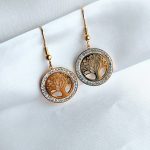 boucles d'oreilles en acier inoxydable doré orné d'un arbre de vis strass