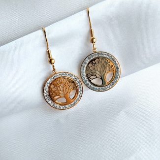 boucles d'oreilles en acier inoxydable doré orné d'un arbre de vis strass