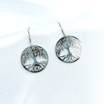 boucles d'oreilles en acier inoxydable argenté arbre de vie