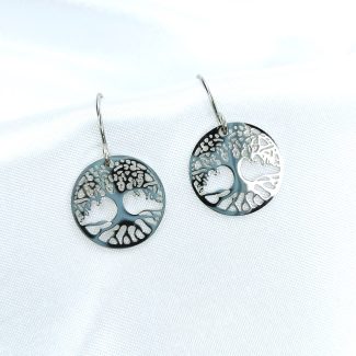 boucles d'oreilles en acier inoxydable argenté arbre de vie