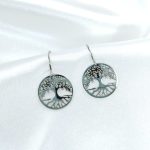 boucles d'oreilles en acier inoxydable argenté arbre de vie