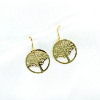 boucles d'oreilles en acier inoxydable doré arbre de vie