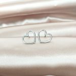 boucles d'oreilles en acier inoxydable puce coeur argenté