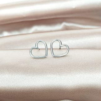 boucles d'oreilles en acier inoxydable puce coeur argenté