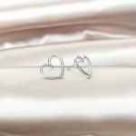 boucles d'oreilles en acier inoxydable puce coeur argenté