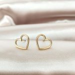 boucles d'oreilles en acier inoxydable puce coeur doré