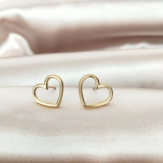 boucles d'oreilles en acier inoxydable puce coeur doré