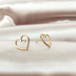 boucles d'oreilles en acier inoxydable puce coeur doré