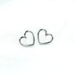 boucles d'oreilles en acier inoxydable puce coeur argenté