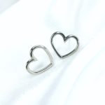 boucles d'oreilles en acier inoxydable puce coeur argenté
