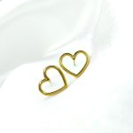 boucles d'oreilles en acier inoxydable puce coeur doré