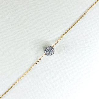 bracelet en acier inoxydable doré avec un pendentif boule ornée de strass