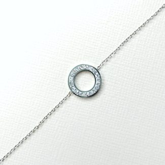bracelet argenté pendentif strass blanc