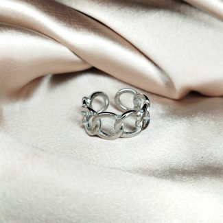 bague chaine en acier inoxydable argenté