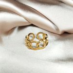 bague chaine en acier inoxydable doré