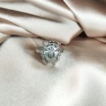 bague scarabée en acier inoxydable argenté
