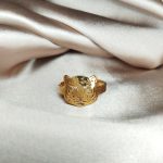 bague en acier inoxydable doré motif tigre
