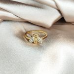 bague en acier inoxydable doré abeille