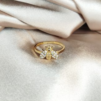 bague en acier inoxydable doré abeille