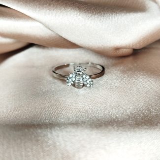 bague en acier inoxydable argenté abeille