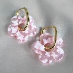 Boucles d'oreilles en acier inoxydable doré fleur rose