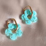 Boucles d'oreilles en acier inoxydable doré fleur turquoise